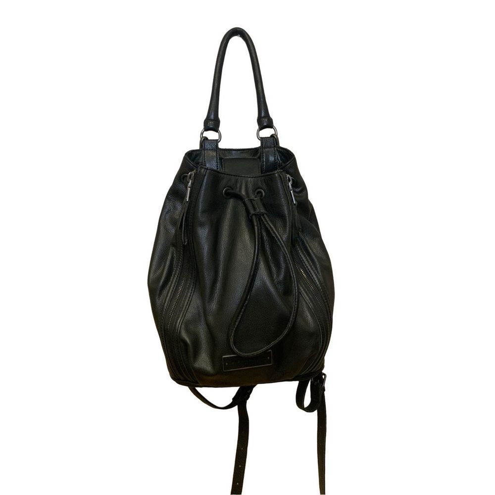 Liebeskind Black Leather Drawstring Backpack